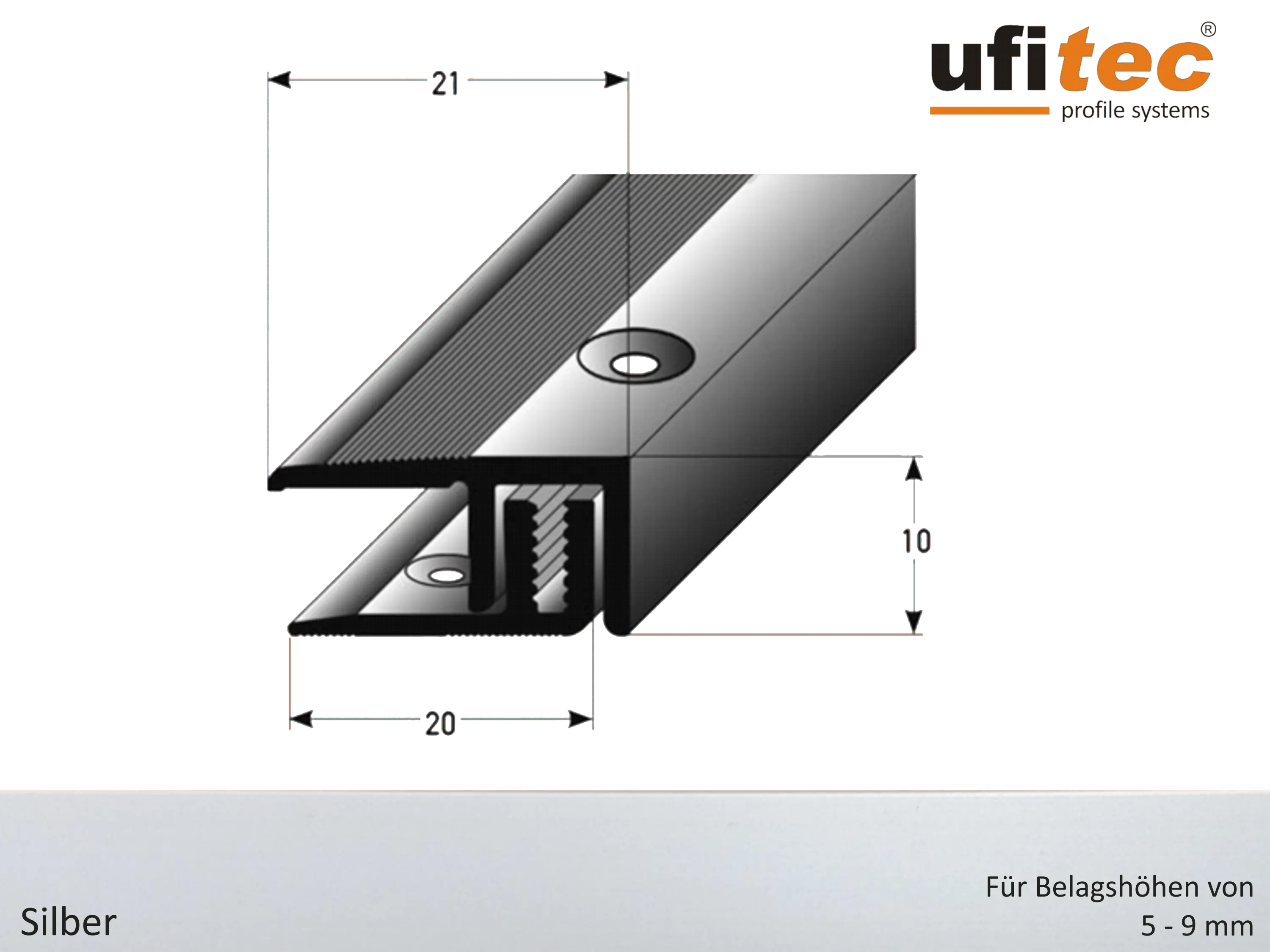 ufitec® TPL Profi smart Abschlussprofil für Vinyl- u. Laminatböden mit Belagshöhen von 5-9 mm