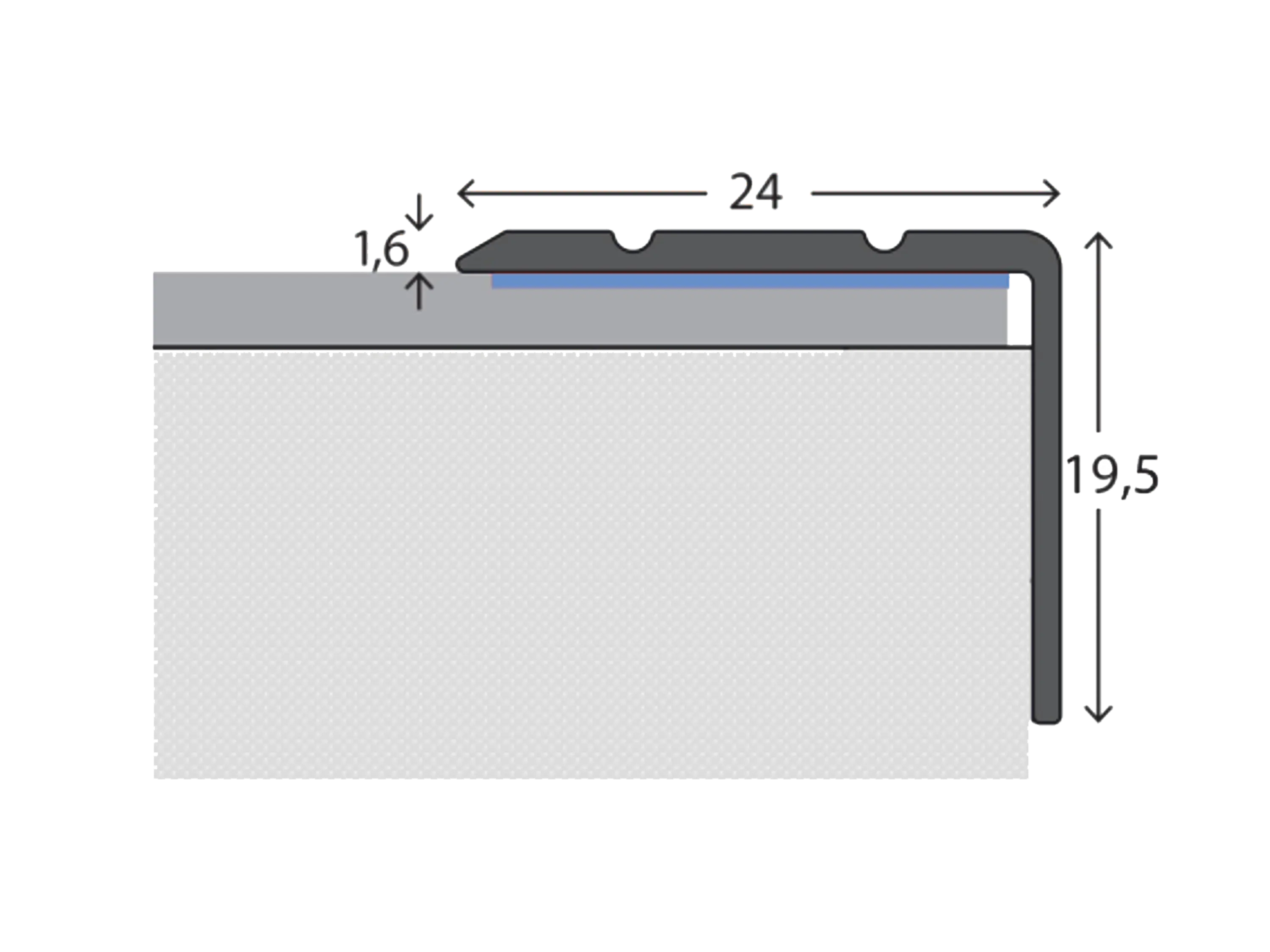 ufitec® Winkelprofil / Treppenkantenprofil  - selbstklebend - 24 x 19,5 mm -  Alu eloxiert