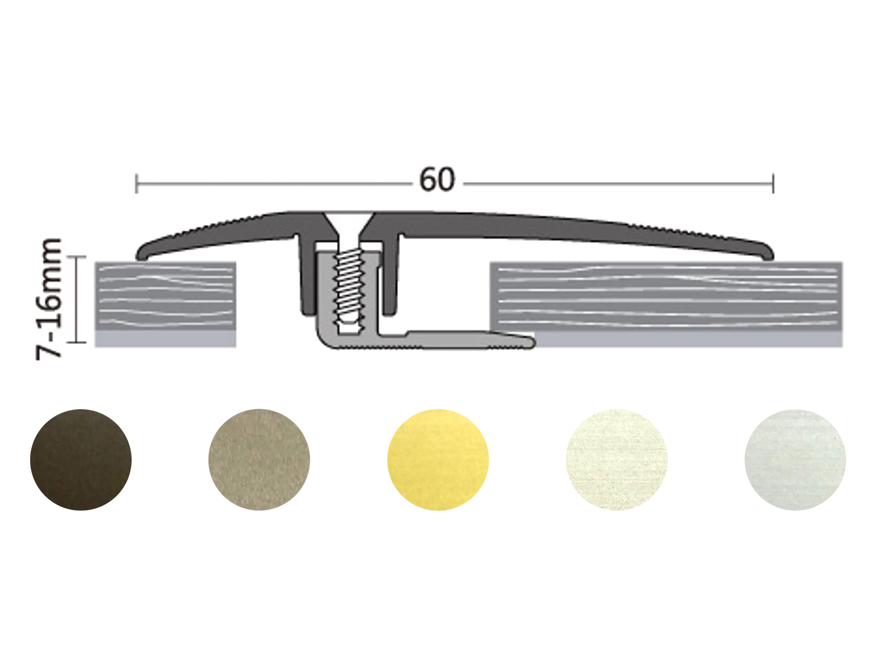 Dehnungsfugenprofil / Übergangsprofil ufitec® TPL Profi - für Belagshöhen von 7-16 mm, Breite: 60 mm