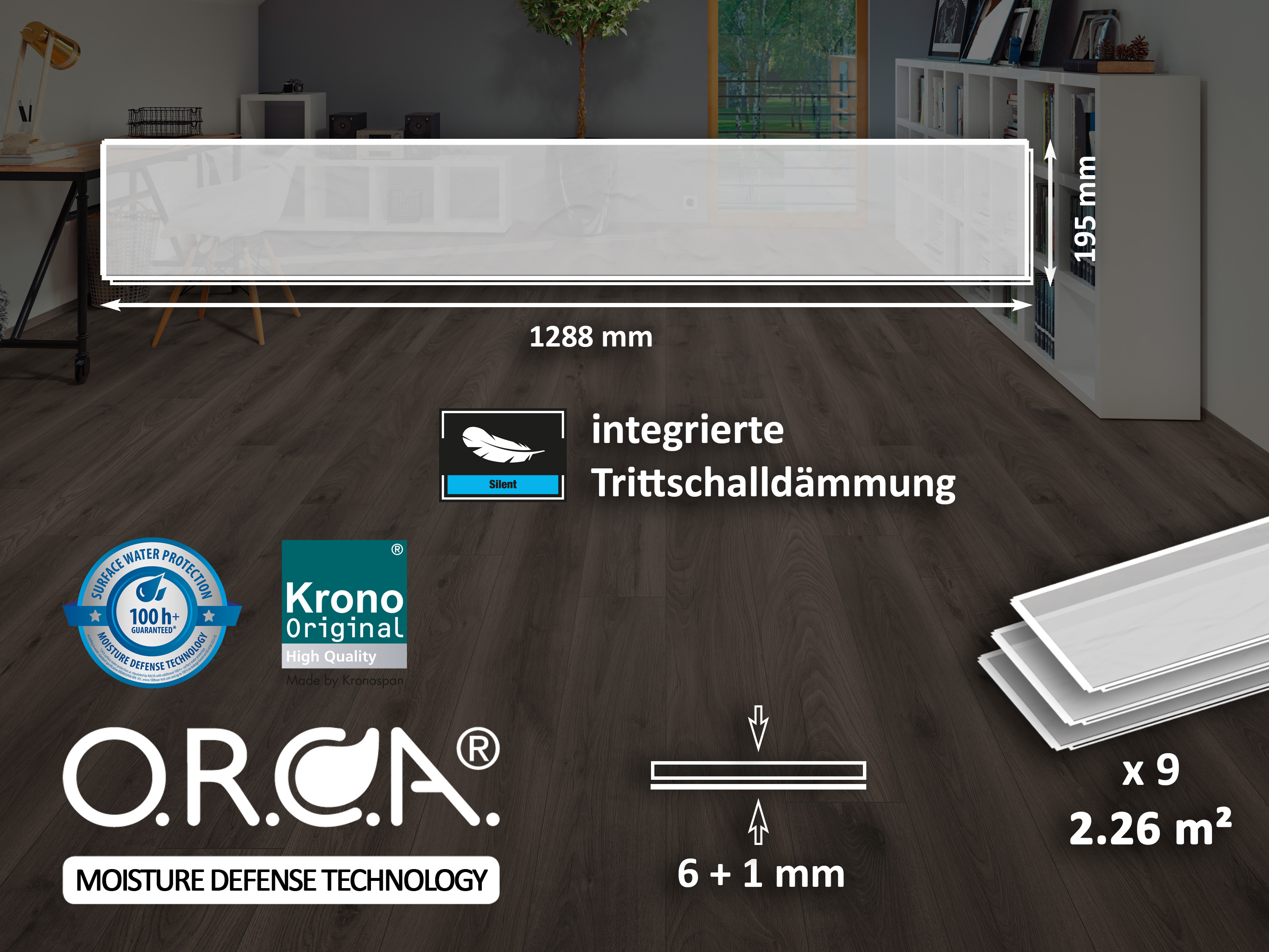 Ashland Oak K452 Organic Clever Silent 6 +1 mm integr. Trittschalldämmung mit O.R.C.A Technologie KronoOriginal®