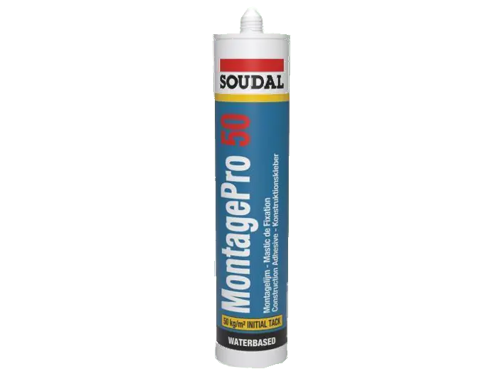 Soudal 50 A Montagekleber für Sockelleisten, Kraftkleber, weiß, Kartusche a 310 ml