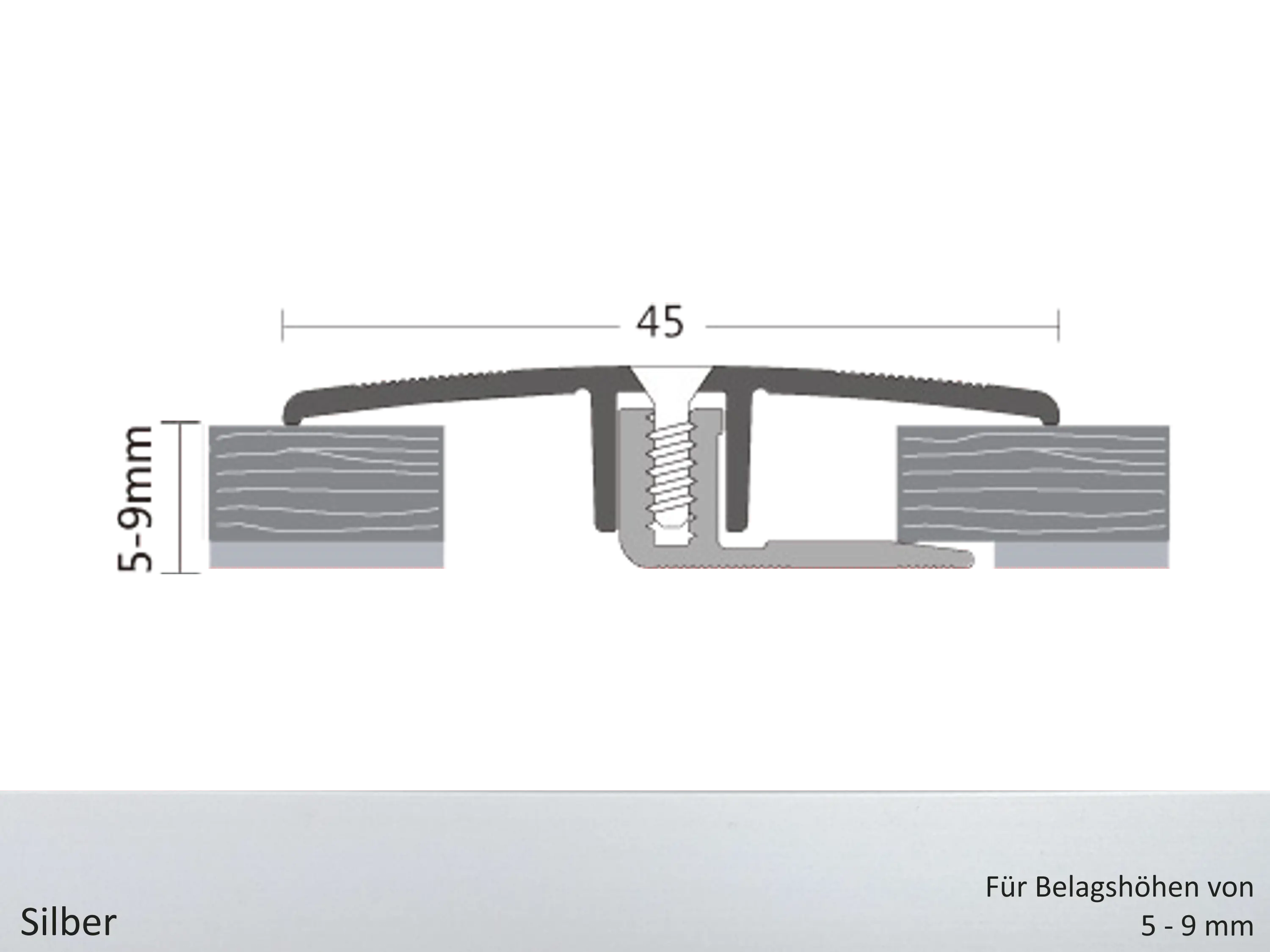 ufitec® TPL Profi smart Übergangsprofil / Dehnungsfuge für Belagshöhen von 5-9 mm, Breite: 45 mm