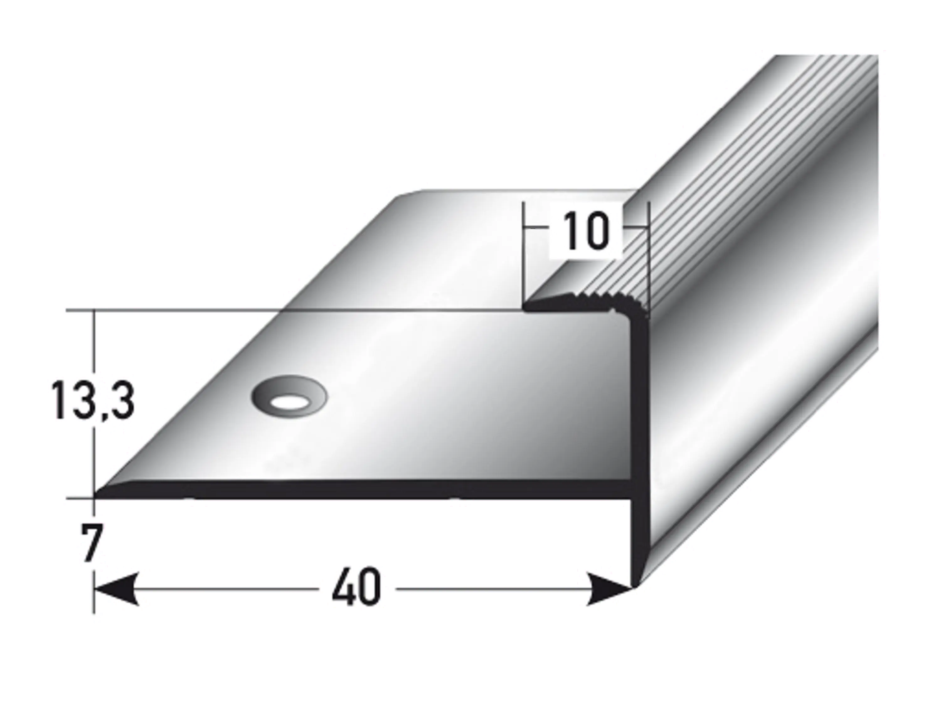 ufitec® Einschubprofil für Belagshöhen bis 13,3 mm mit 7 mm Nase Treppen-/Stufen Abschlussprofi