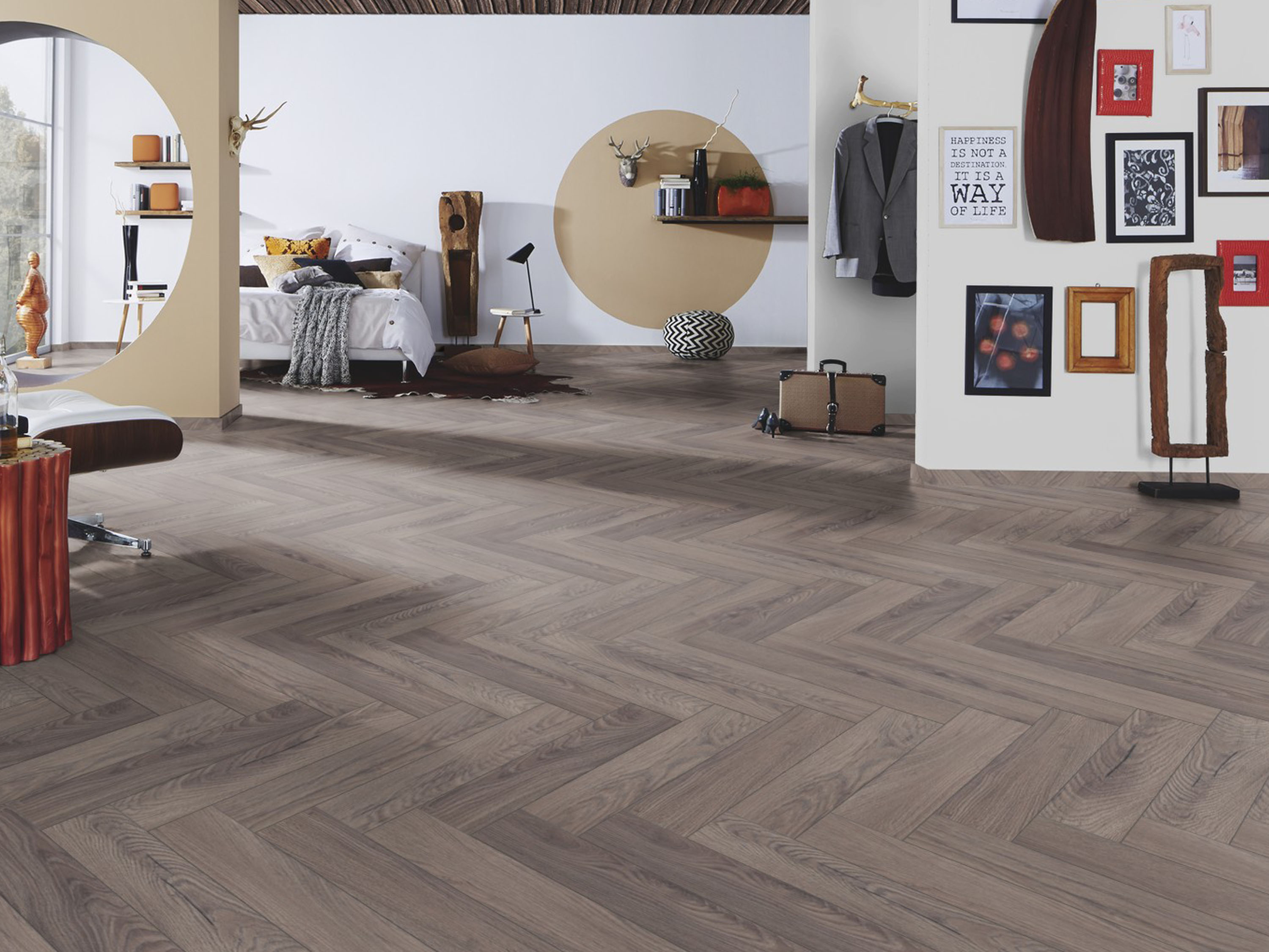 Laminatboden KronoOriginal® Herringbone - Rutherford Oak K488 - 8 mm Stark - Fischgrät-Laminat