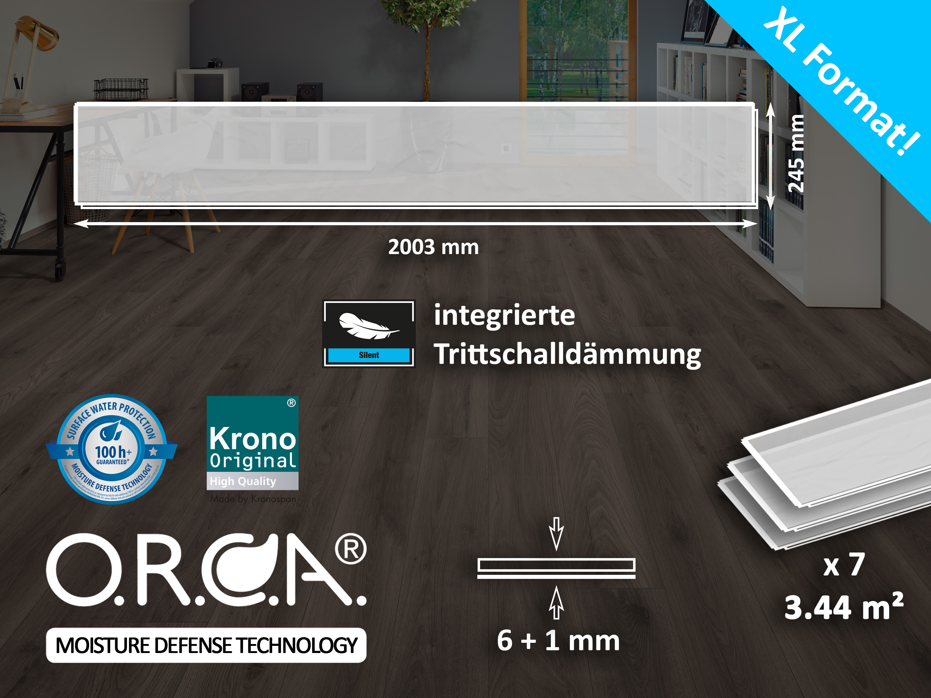 Blonde Montreux Oak K659 Organic Clever Silent Long 6 +1 mm integr. Trittschalldämmung mit O.R.C.A Technologie KronoOriginal®