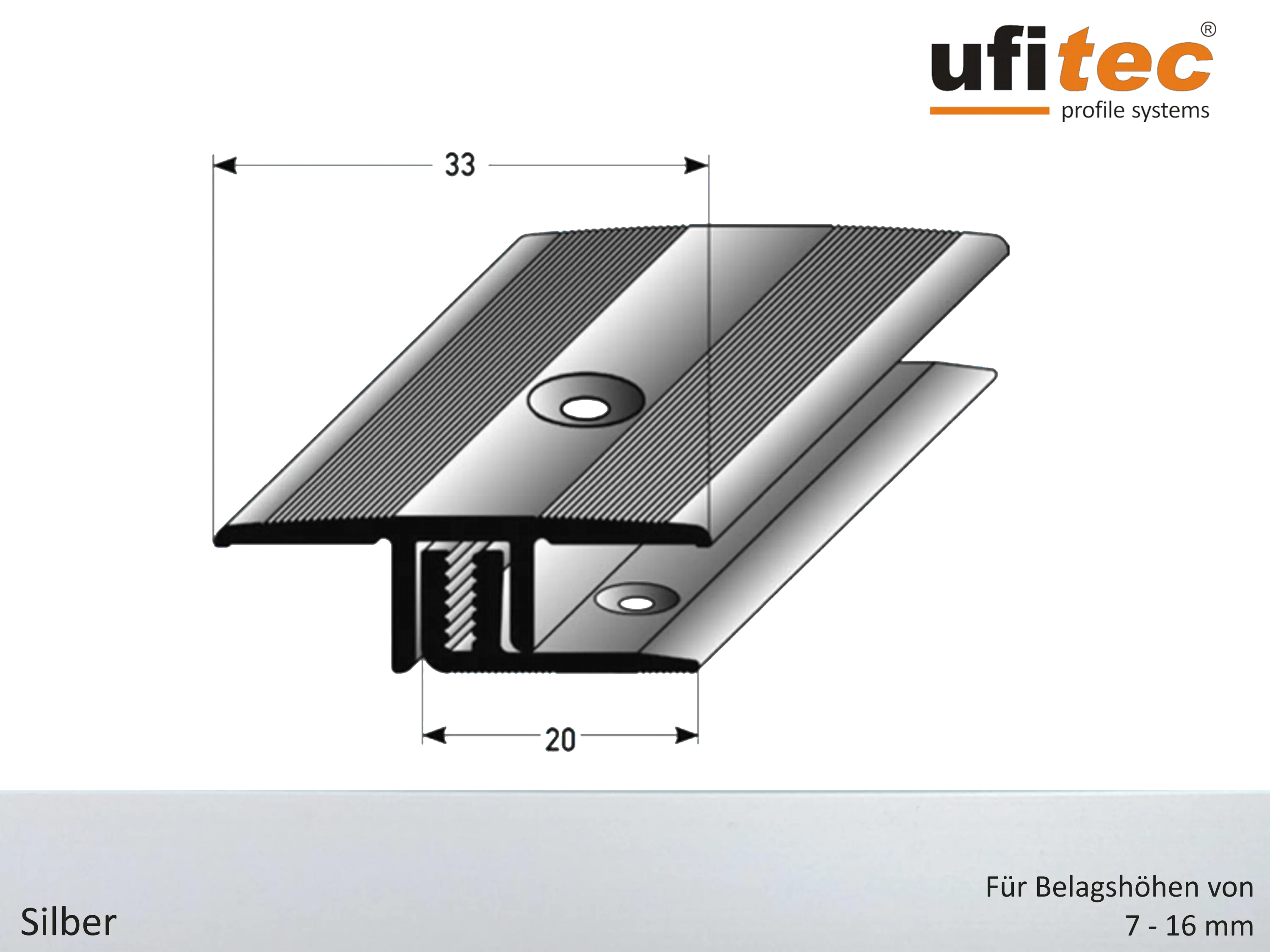 Dehnungsfugen-/Übergangsprofil ufitec® TPL Profi - für Belagshöhen von 7-16 mm