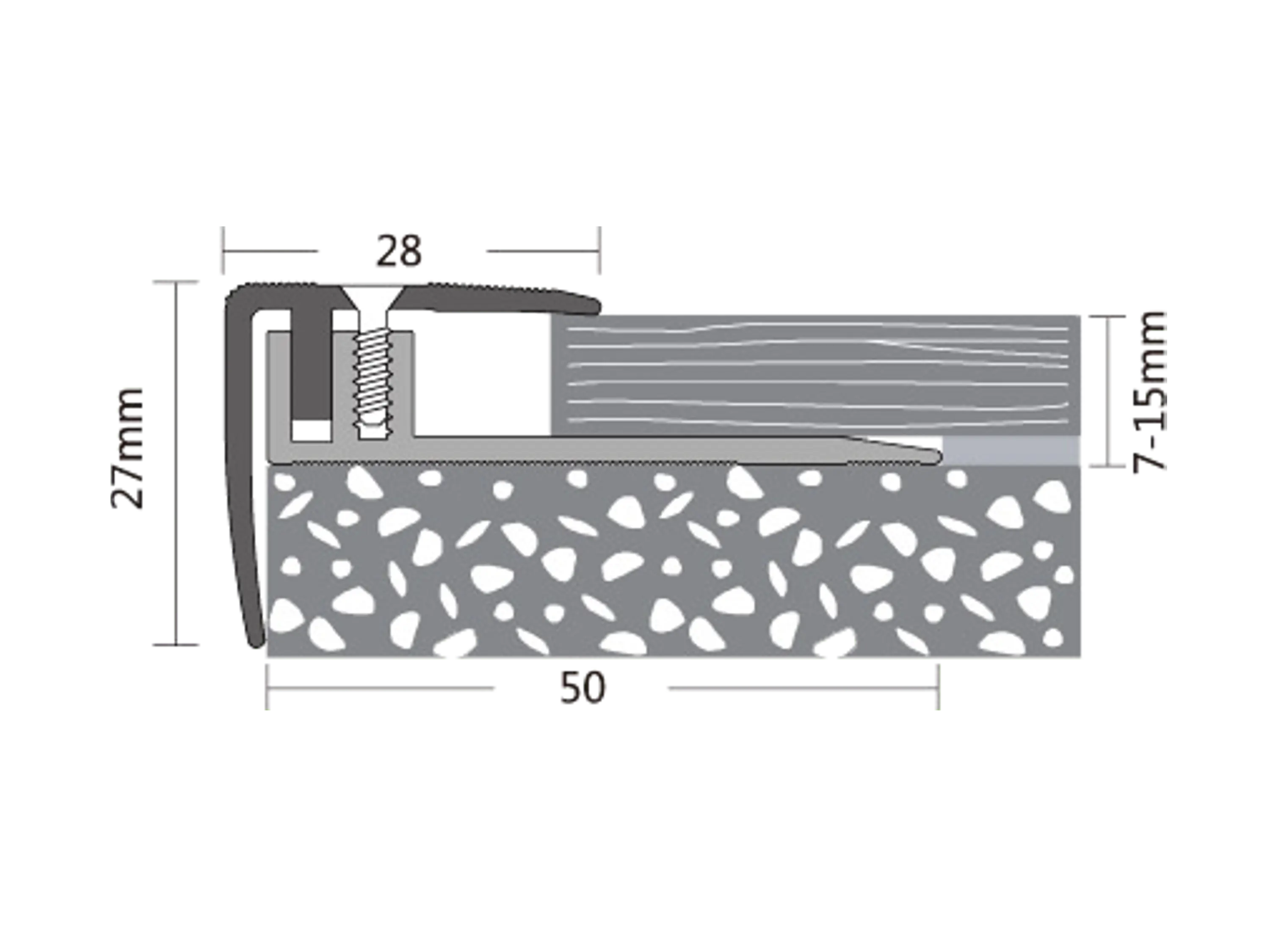 ufitec® Treppenkantenprofil - TPL PROFI - für Belagshöhen von 7-16 - Sichtkante: 28 mm, Nase: 27 mm