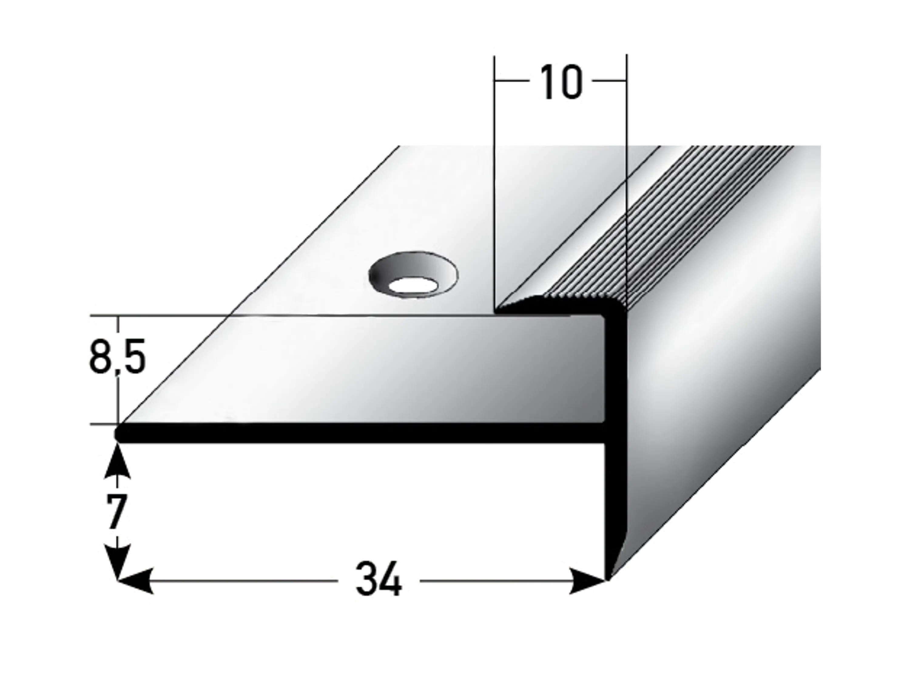 ufitec® Einschubprofil für Belagshöhen bis 8,5 mm | 7 mm Nase Treppen-/Stufen Abschlussprofil