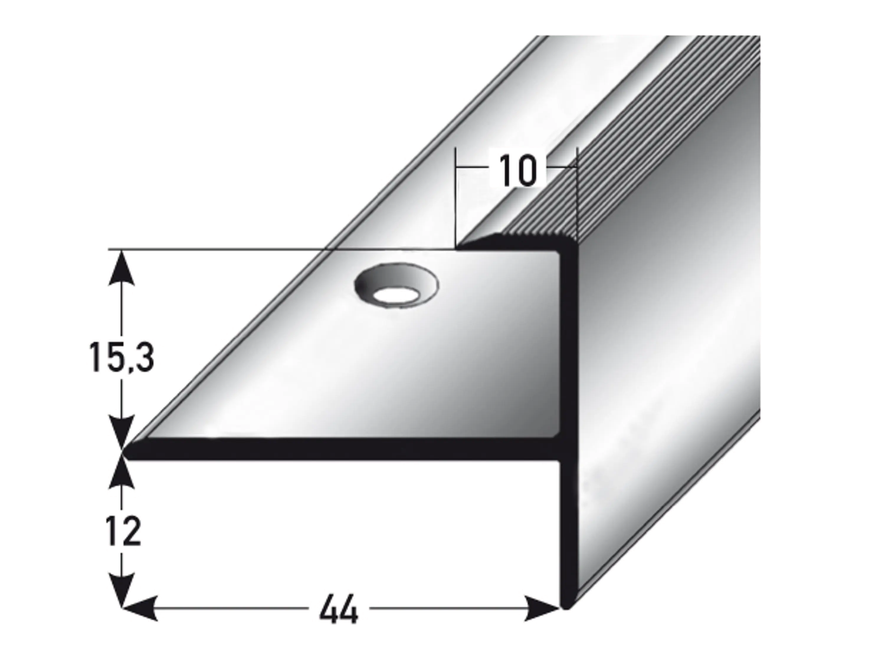 ufitec® Einschubprofil für Belagshöhen bis 15,3 mm mit 12 mm Nase Treppen-/Stufen Abschlussprofi