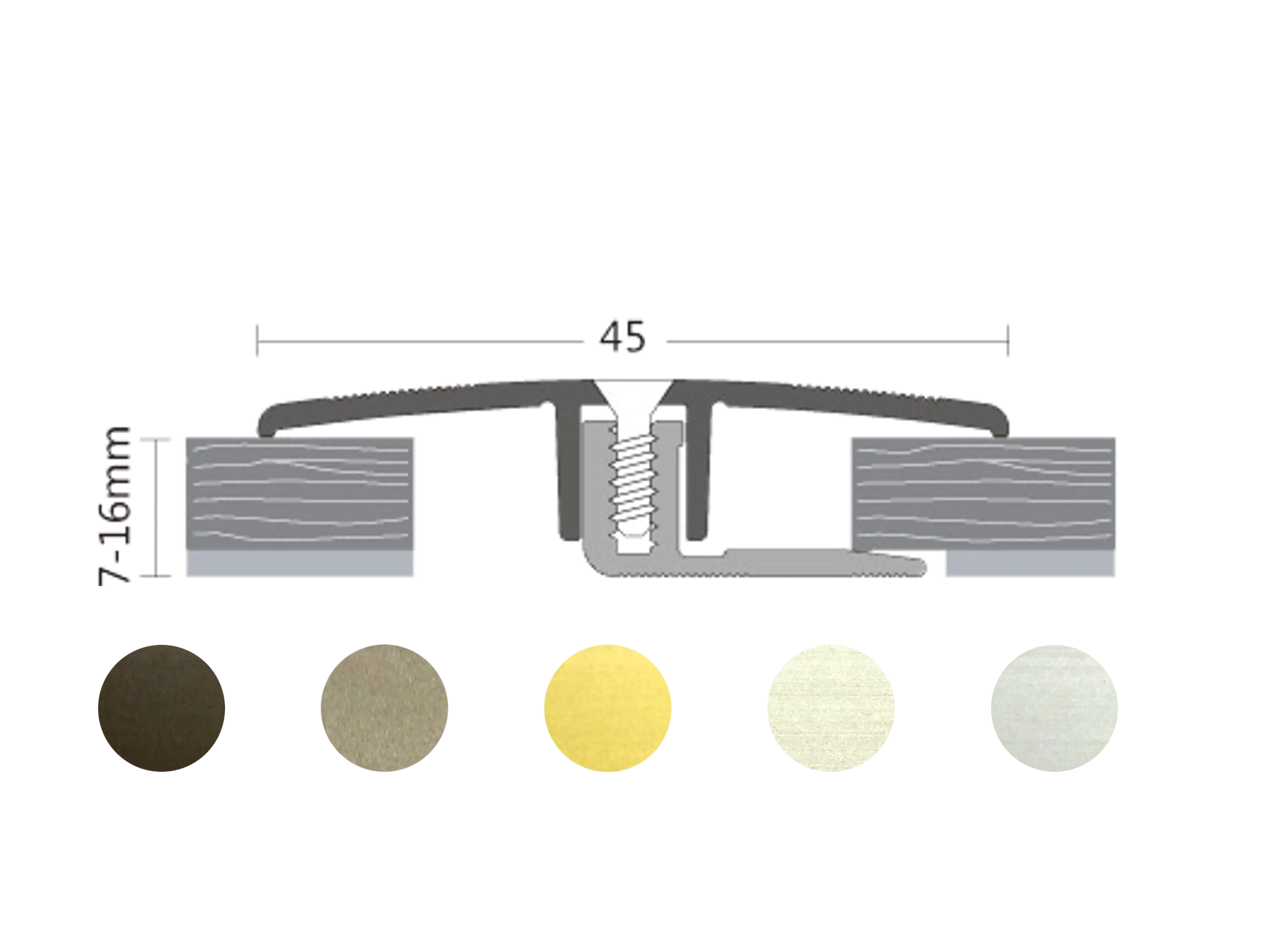 Dehnungsfugenprofil / Übergangsprofil ufitec® TPL Profi für Belagshöhen von 7-16 mm, Breite: 45 mm