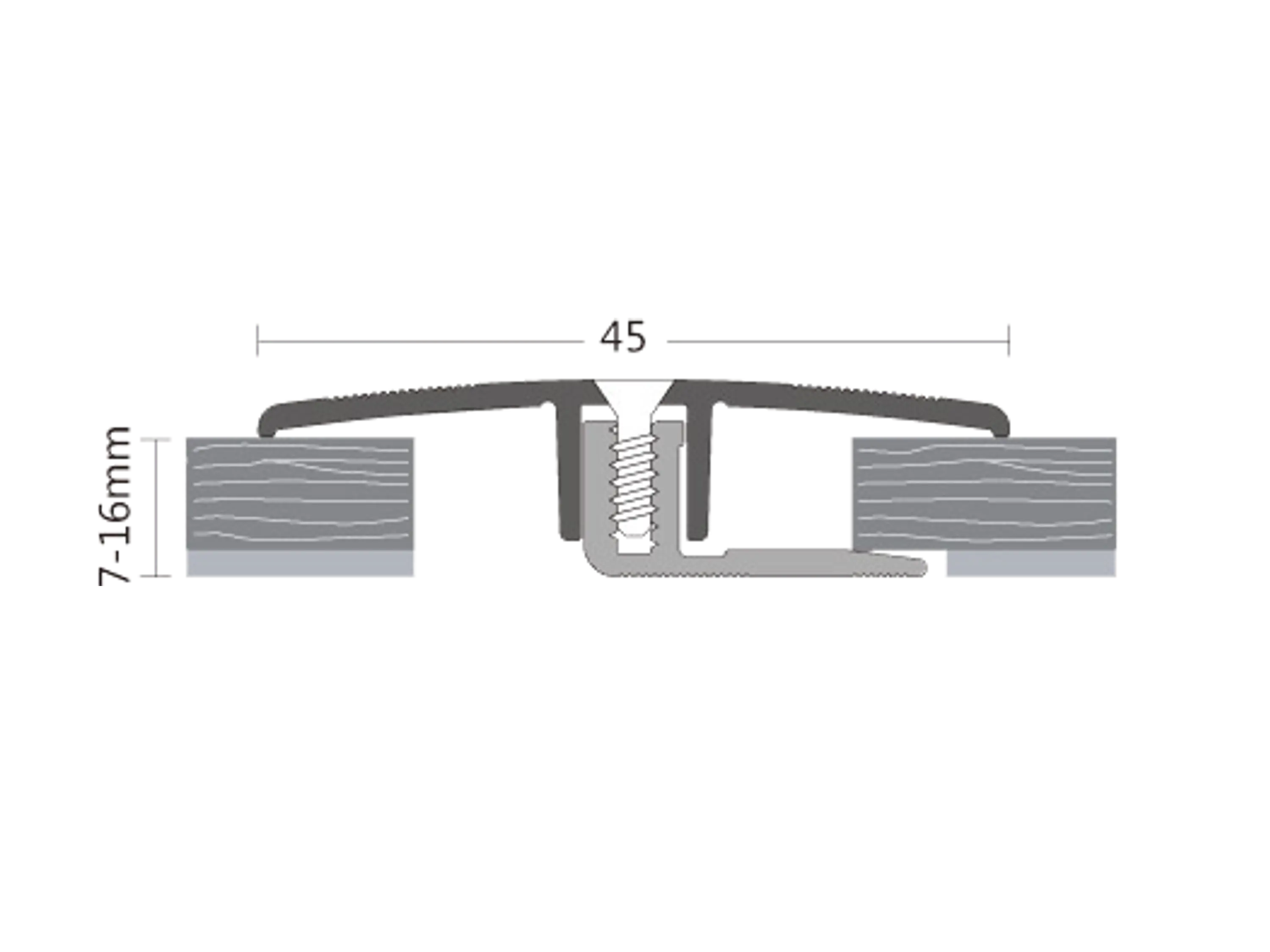 Dehnungsfugenprofil / Übergangsprofil ufitec® TPL Profi für Belagshöhen von 7-16 mm, Breite: 45 mm