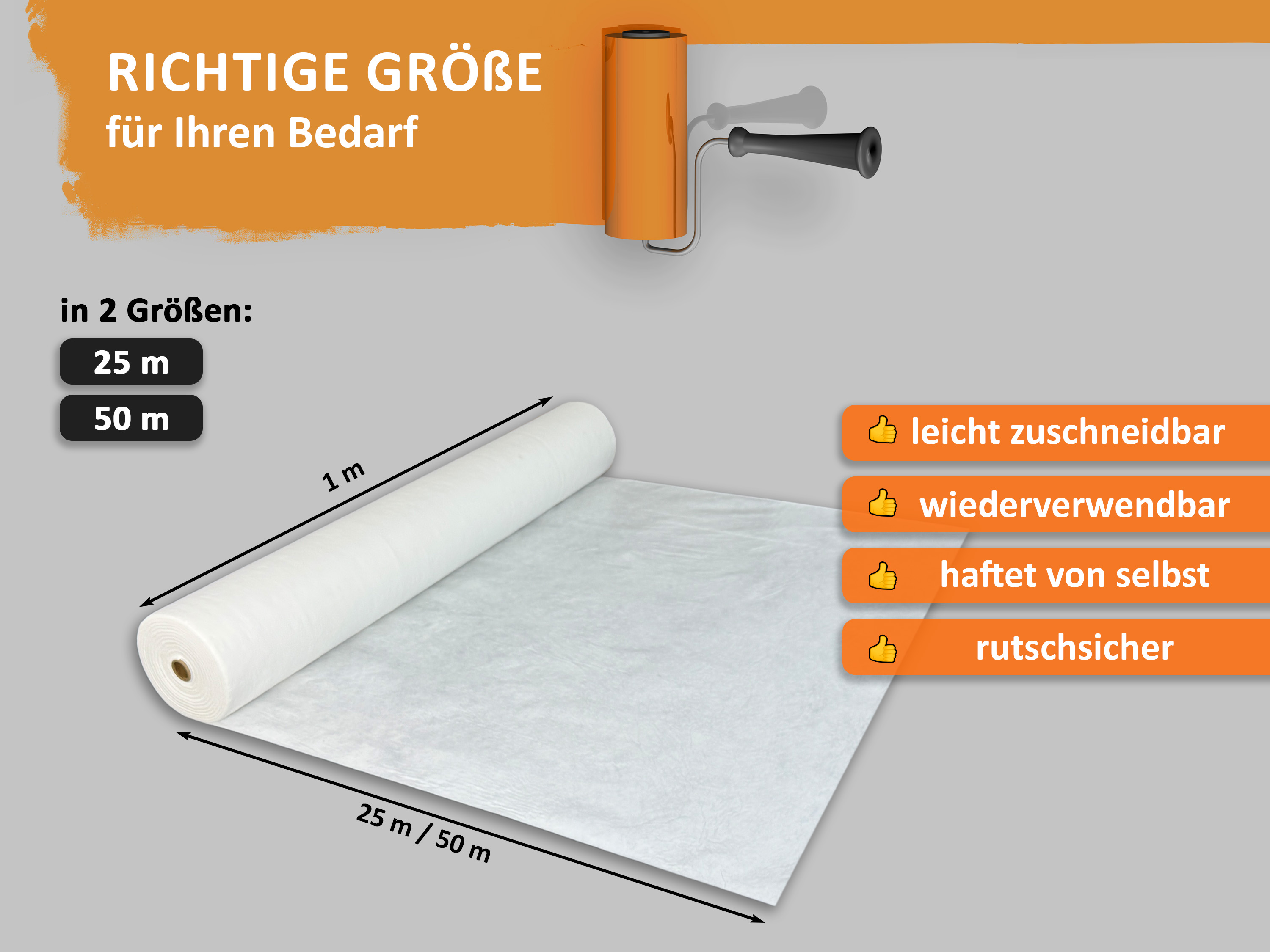 uficell® easyliner Malervlies premium Qualität, Schutzvlies, selbsthaftendes Abdeckvlies