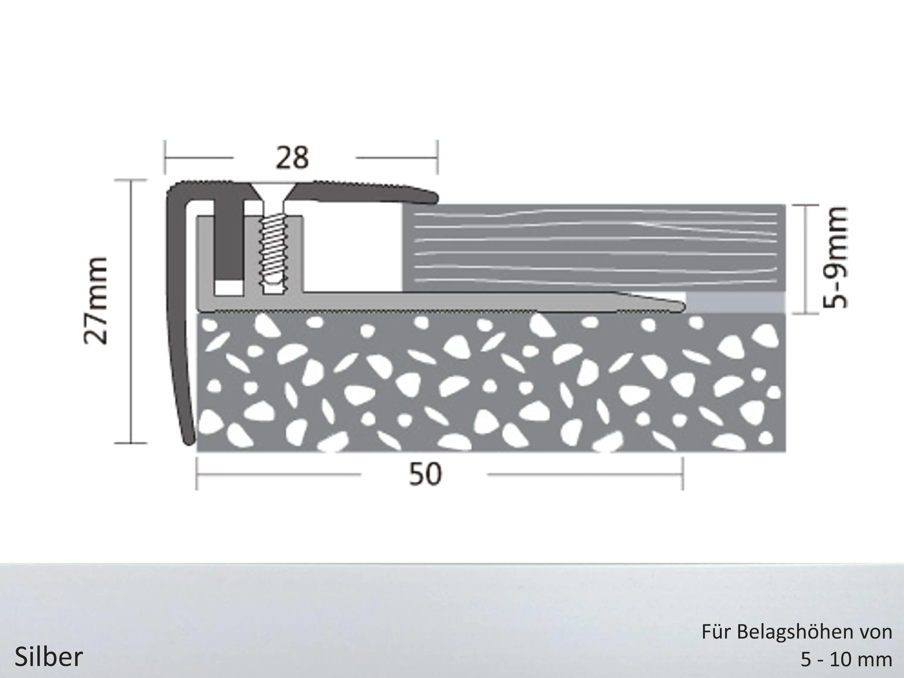 ufitec® Treppenkantenprofil - TPL PROFI smart - Belagshöhen 5-10 - Sichtkante: 28 mm, Nase: 27 mm