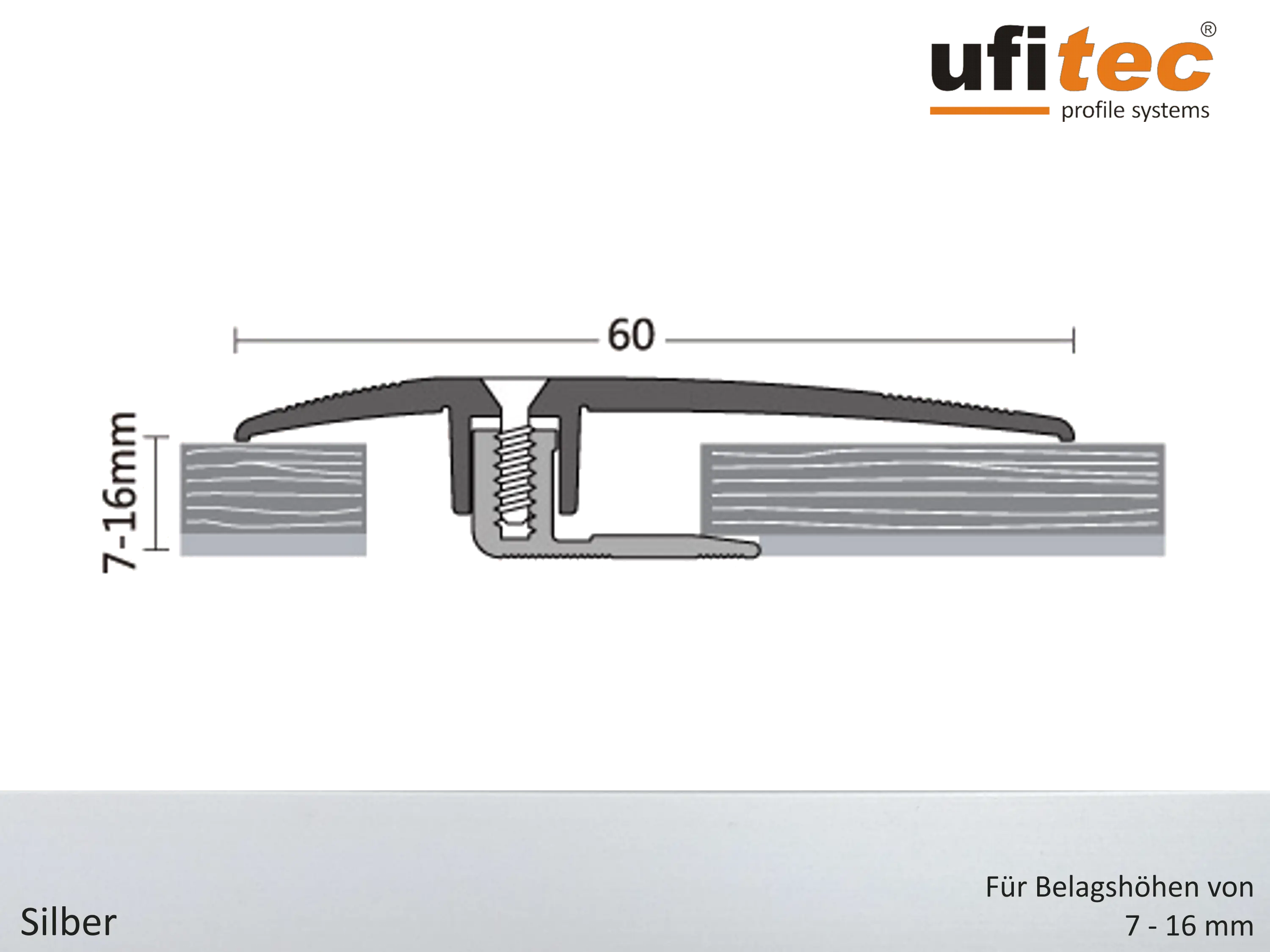 Dehnungsfugenprofil / Übergangsprofil ufitec® TPL Profi - für Belagshöhen von 7-16 mm, Breite: 60 mm