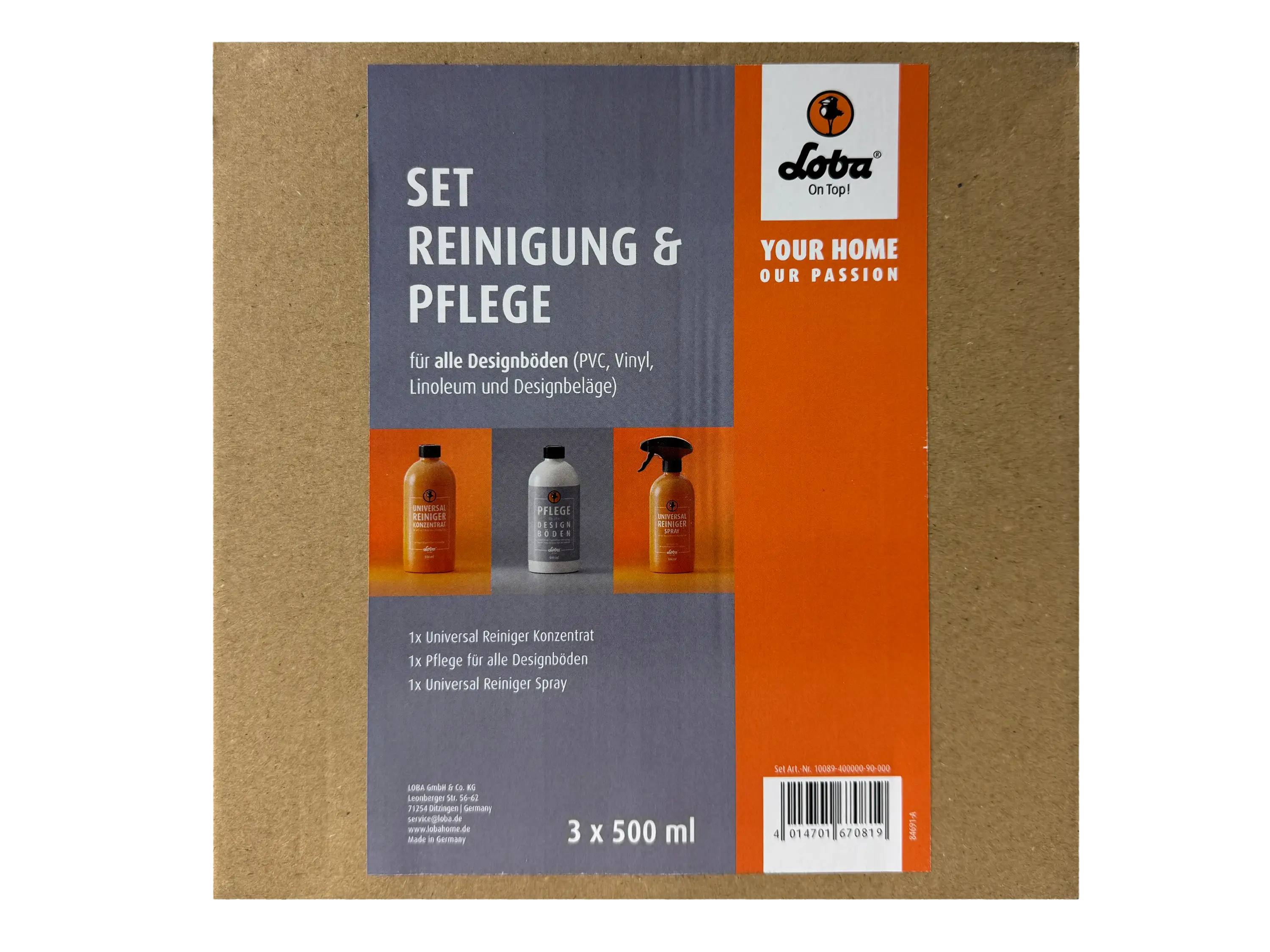 LOBAHOME Set Reinigung & Pflege für alle Vinyl- und Designböden 3 x Konzentrat a 500 ml 