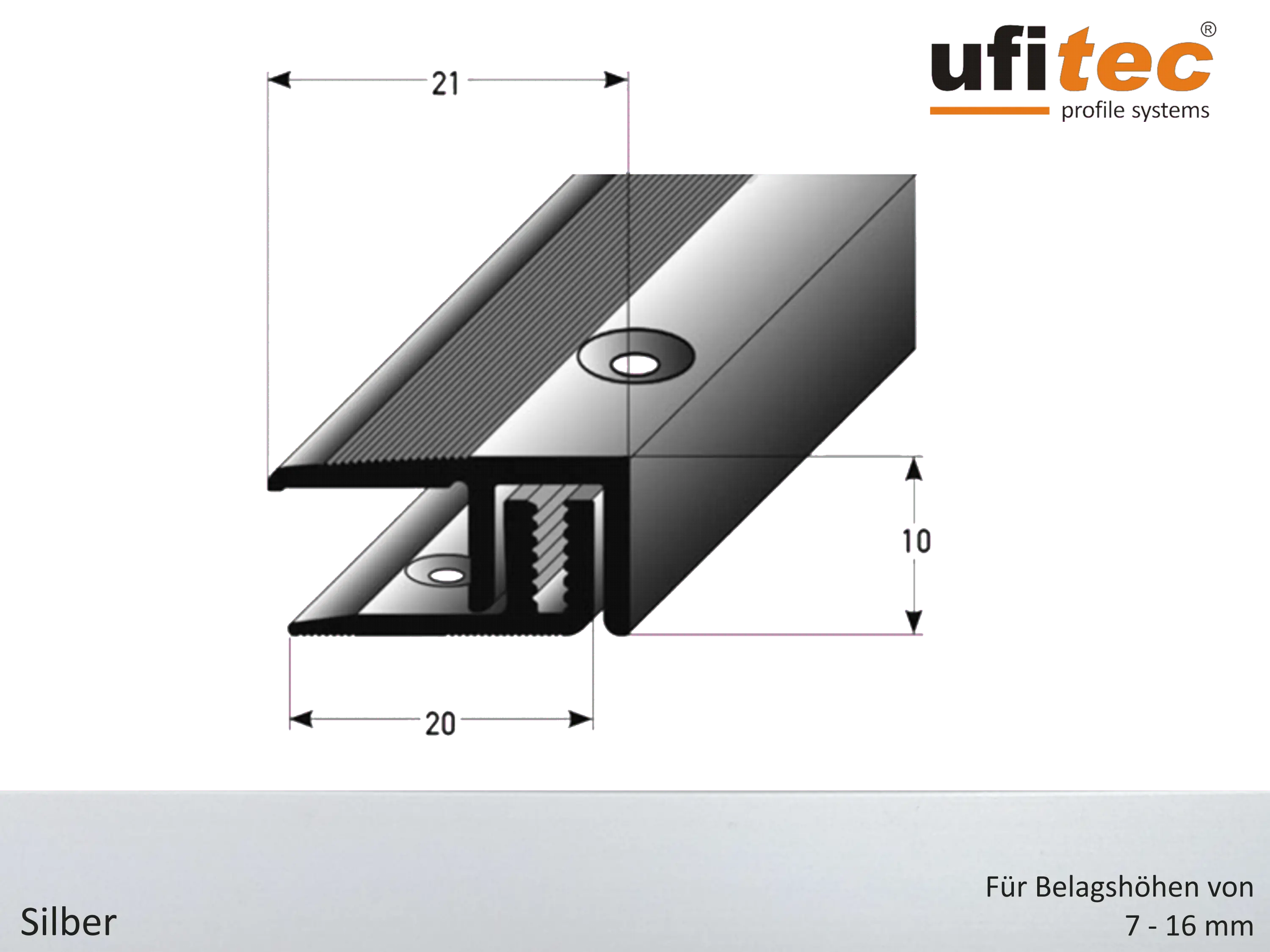 Abschlussprofil ufitec® TPL-PROFI Laminat- und Parkettprofil für Belagshöhen von 7-16 mm