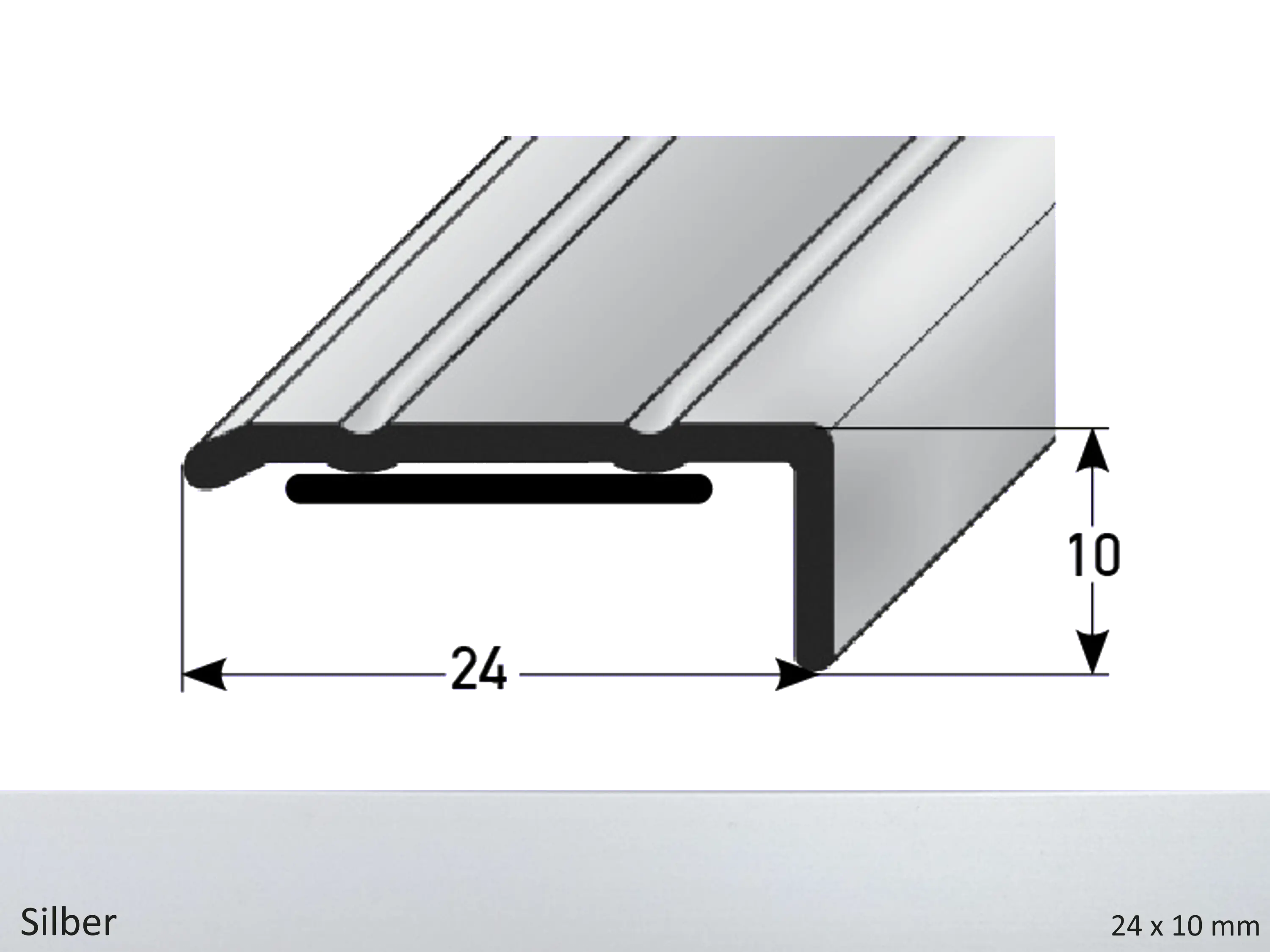 ufitec® Winkelprofil / Treppenkantenprofil  - selbstklebend - 24 x 10 mm -  Alu eloxiert