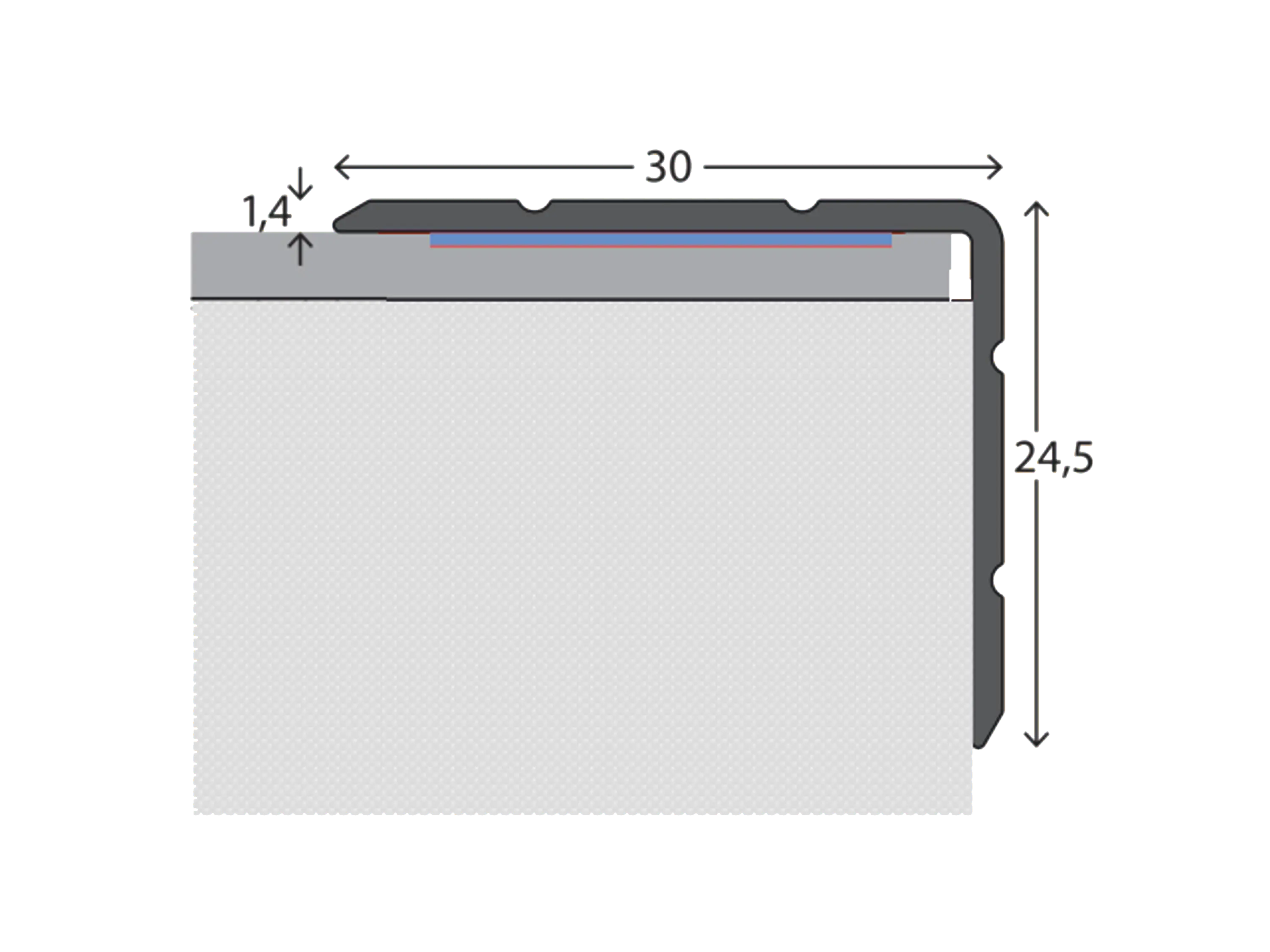 ufitec® Winkelprofil / Treppenkantenprofil  - selbstklebend - 30 x 24,5 mm -  Alu eloxiert