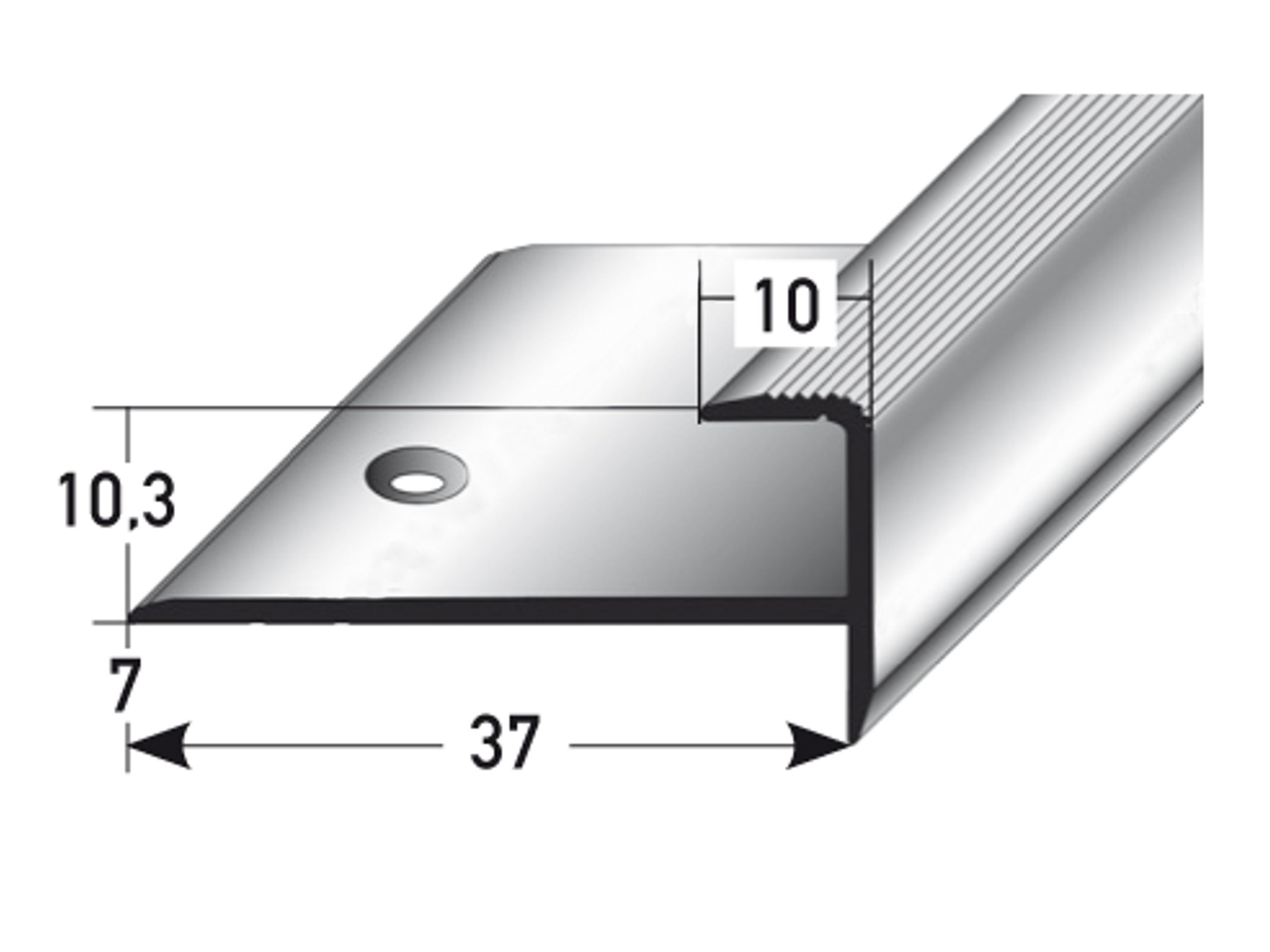 ufitec® Einschubprofil für Belagshöhen bis 10,3 mm mit 7 mm Nase Treppen-/Stufen Abschlussprofil