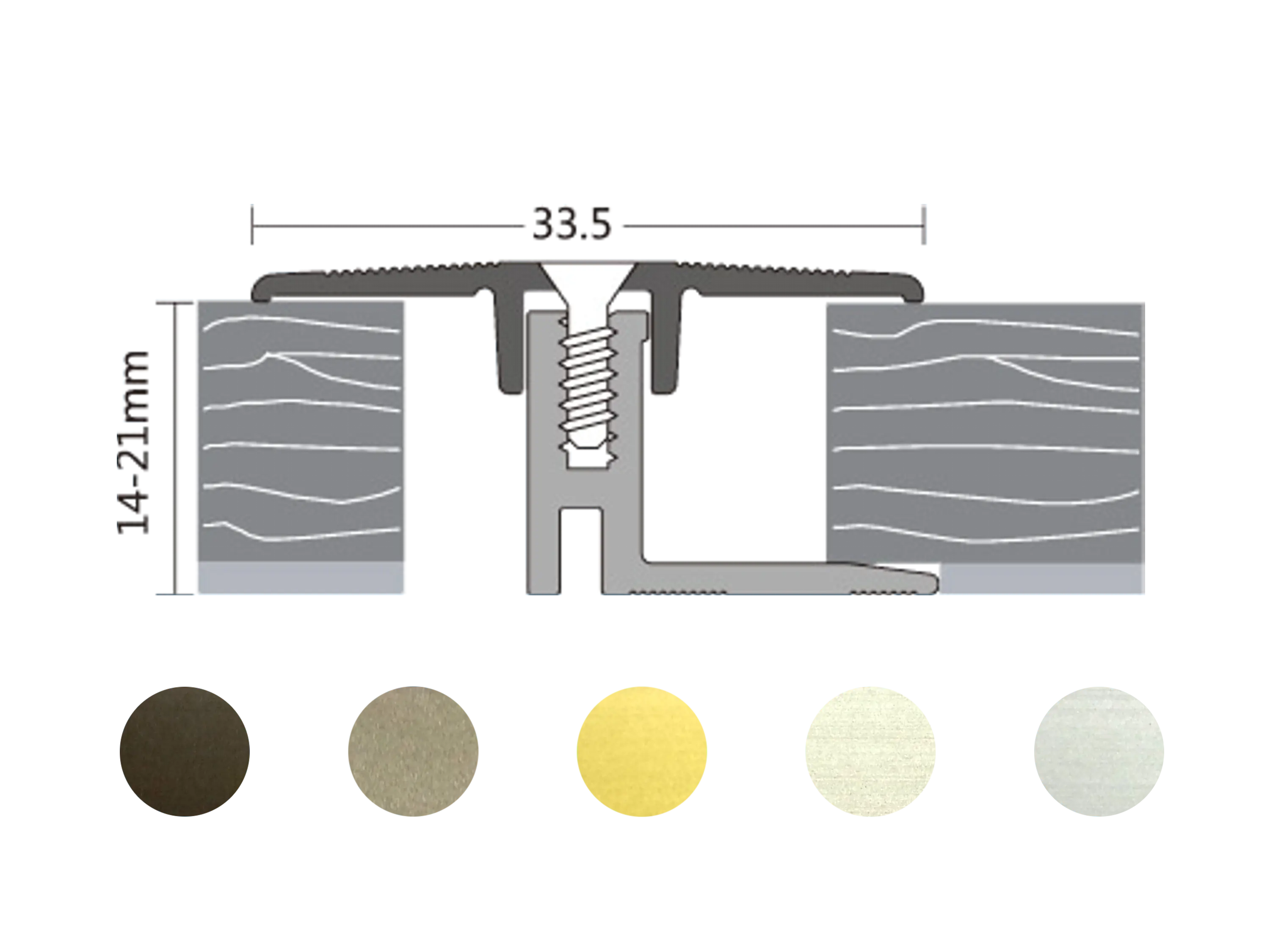 Dehnungsfugenprofil / Übergangsprofil ufitec® TPL Profi MAX - Belagshöhen 14-21 mm, Breite: 33 mm