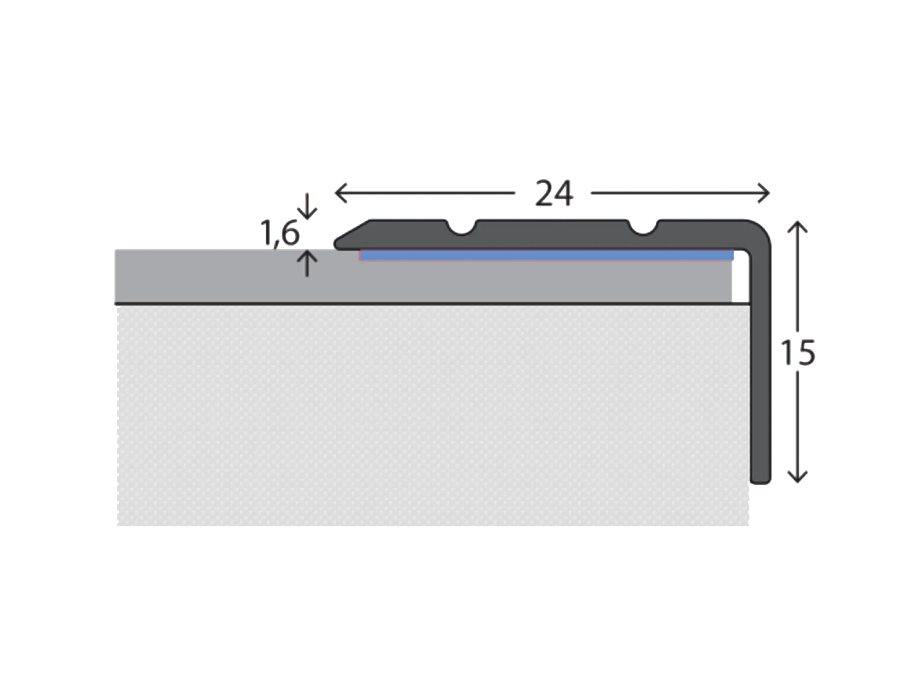 ufitec® Winkelprofil / Treppenkantenprofil  - selbstklebend - 24 x 15 mm -  Alu eloxiert