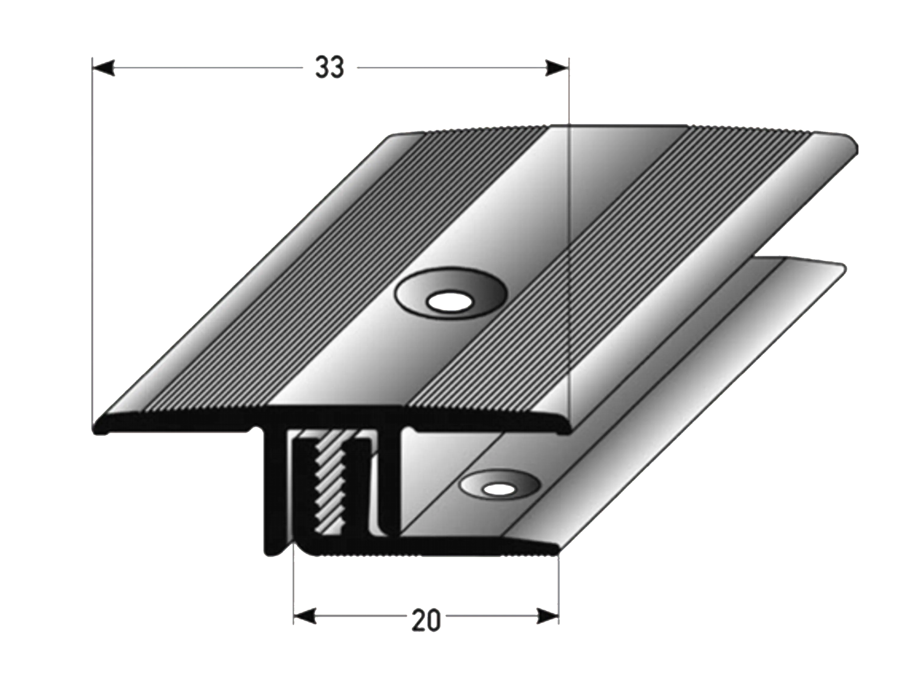 Dehnungsfugenprofil / Übergangsprofil ufitec® TPL Profi MAX - Belagshöhen 14-21 mm, Breite: 33 mm