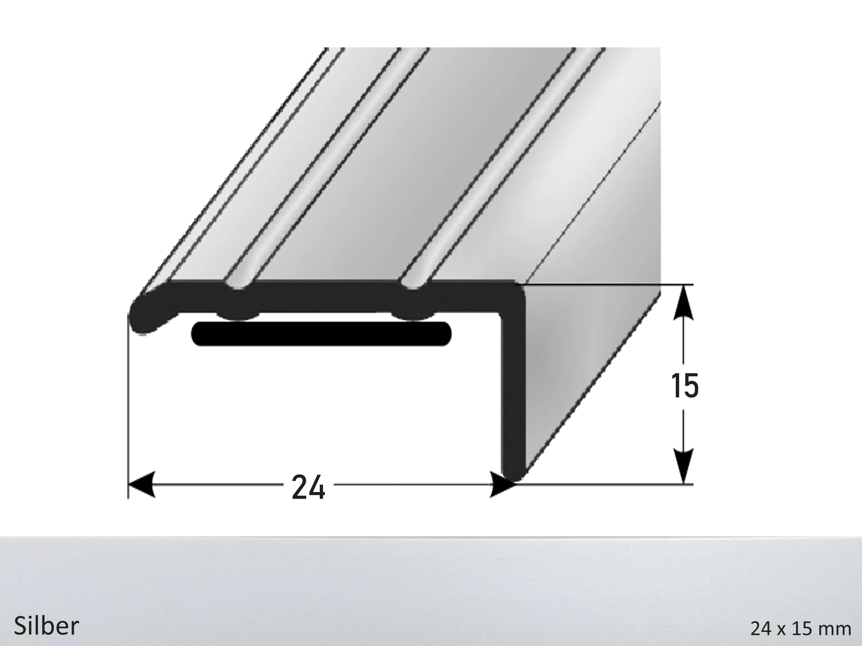 ufitec® Winkelprofil / Treppenkantenprofil  - selbstklebend - 24 x 15 mm -  Alu eloxiert