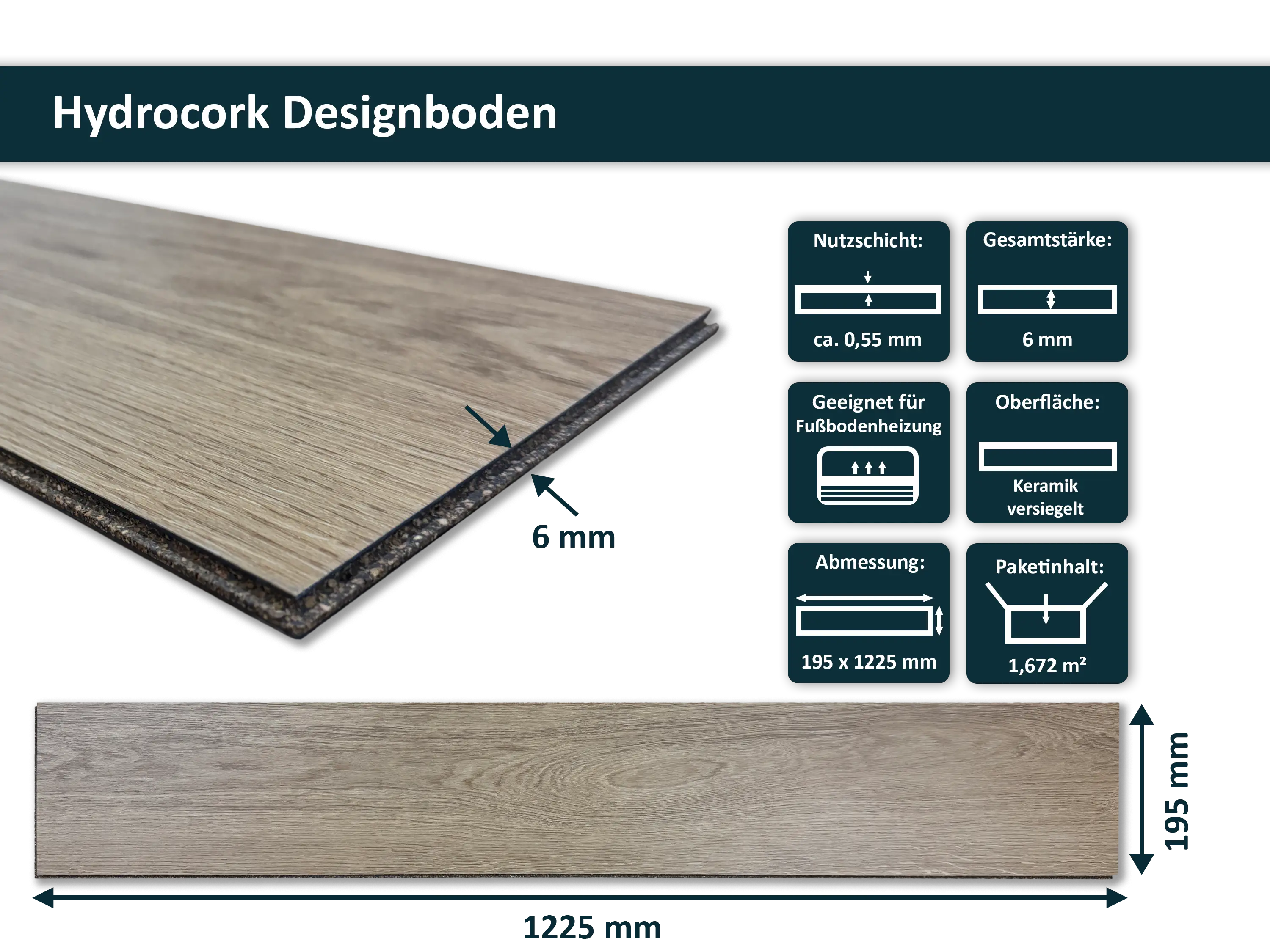 Amorim - Hydrocork - Primal Oak - Klick Designboden (Kork Träger)