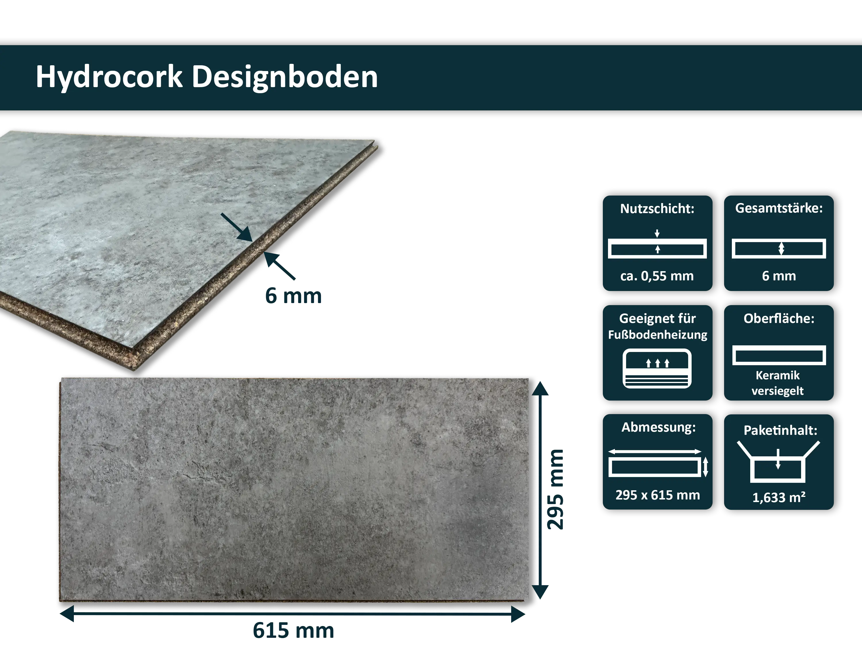 Wicanders - Hydrocork - Jurassic Limestone - Klick Designboden (Kork Träger)